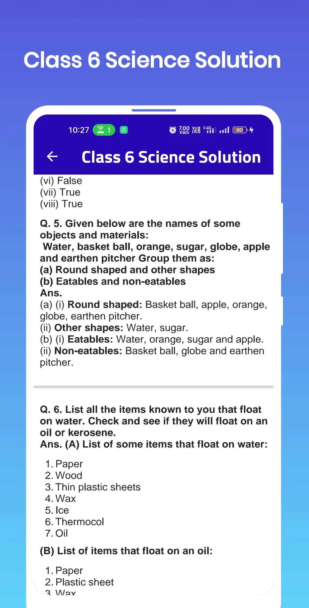 Class 6 Science Solution | Indus Appstore | Screenshot