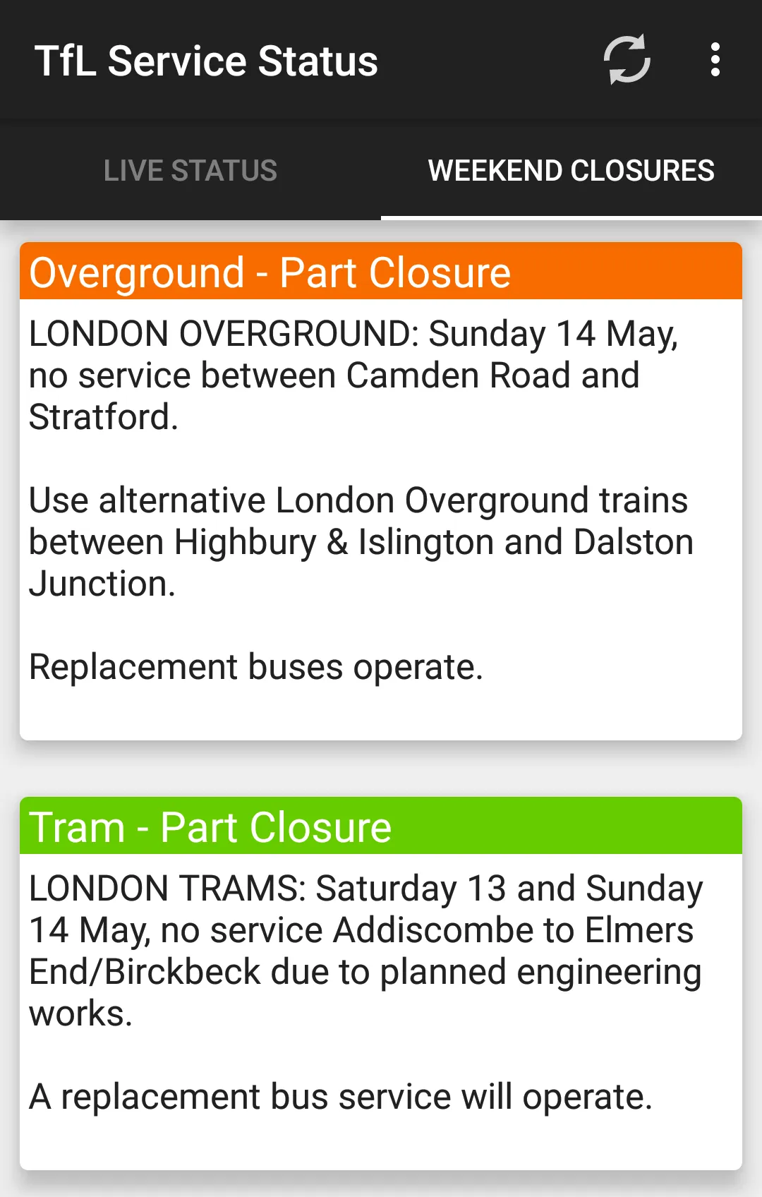 TfL Service Status | Indus Appstore | Screenshot