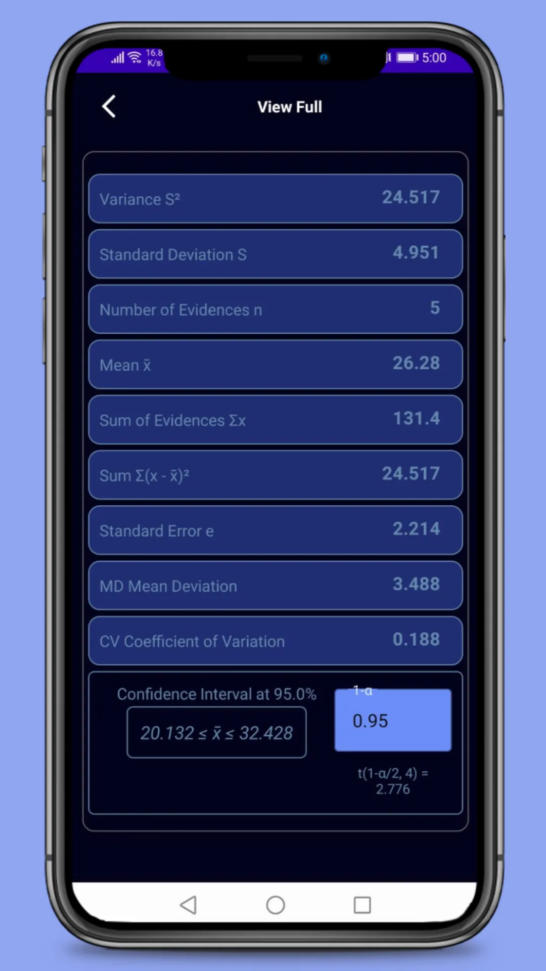 Variance and SD Calculator | Indus Appstore | Screenshot