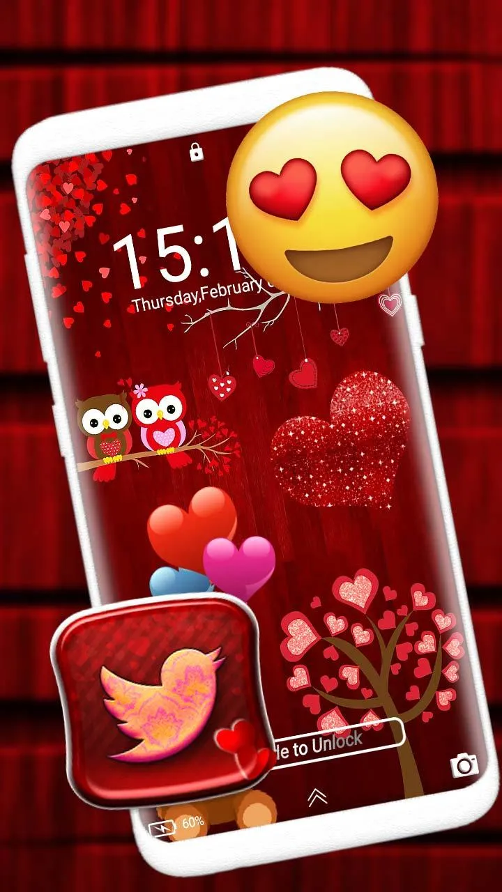 Valentine Red Launcher Theme | Indus Appstore | Screenshot