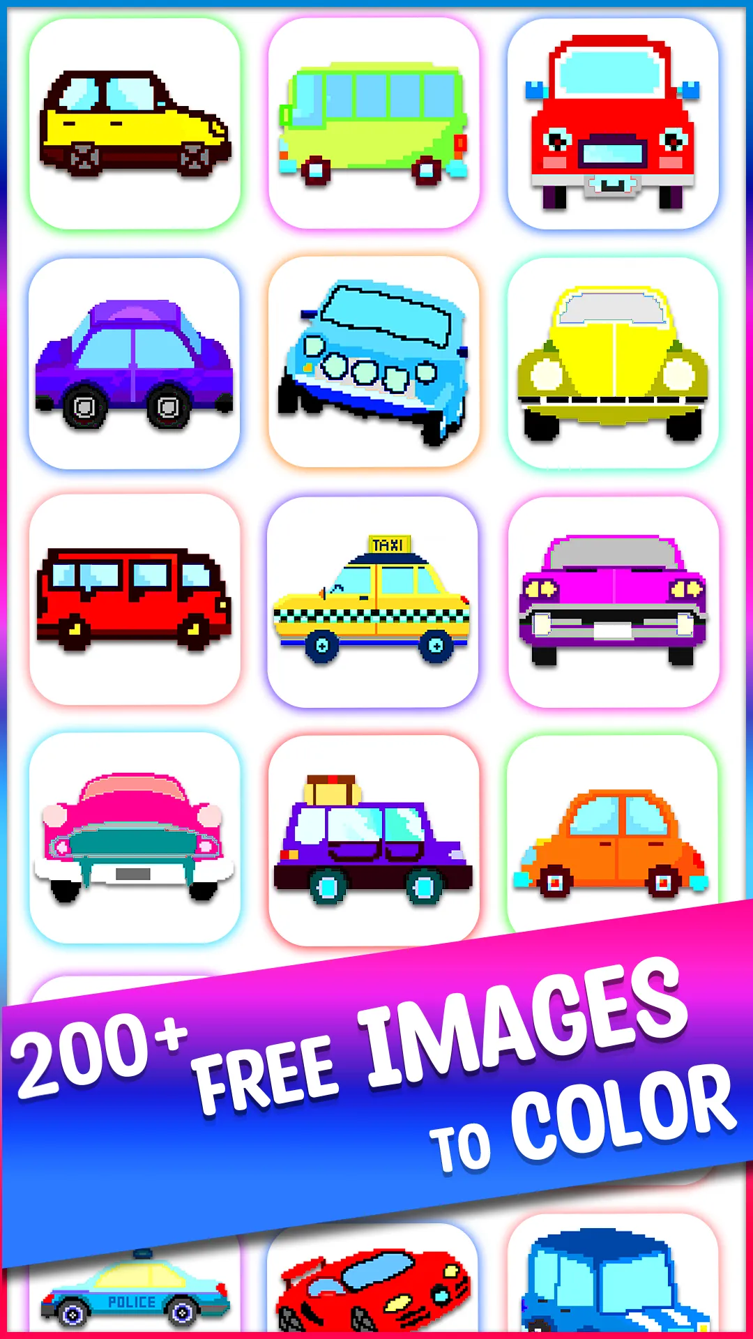 Cars Pixel Art Color by Number | Indus Appstore | Screenshot