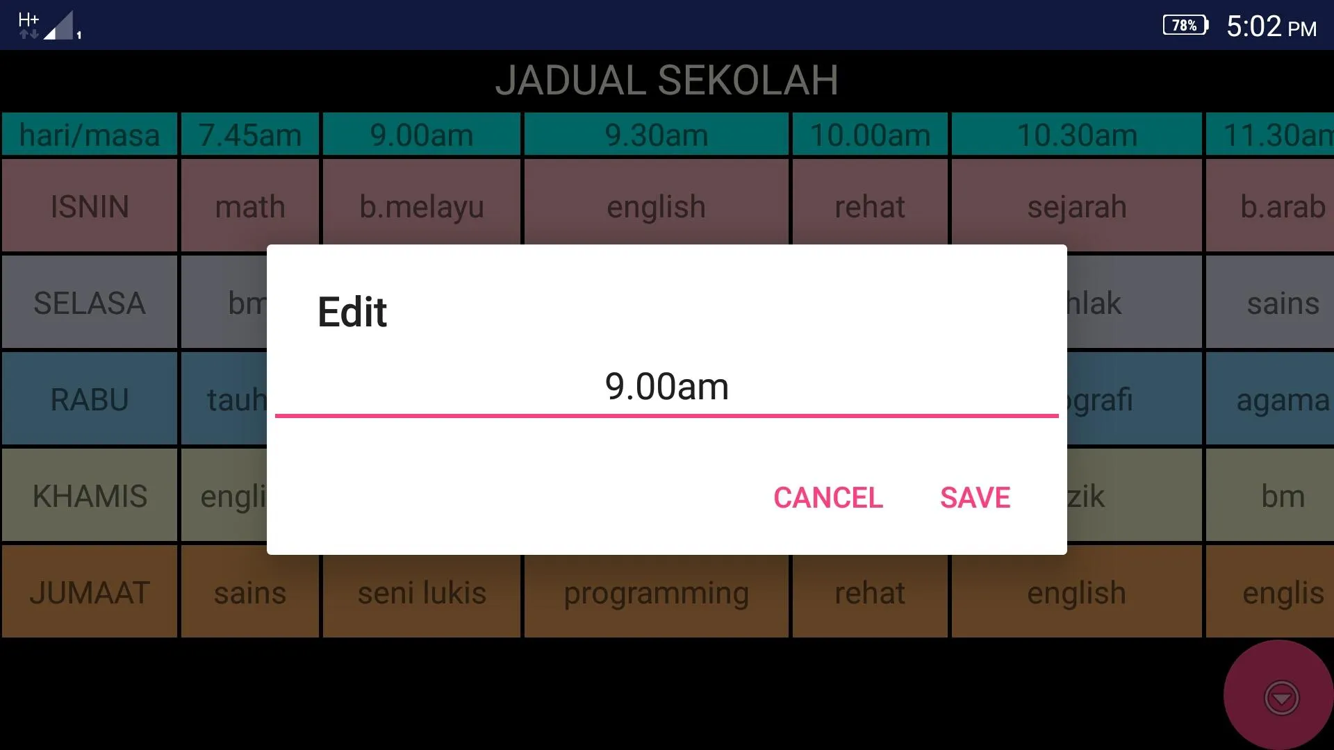 Jadual Sekolah | Indus Appstore | Screenshot