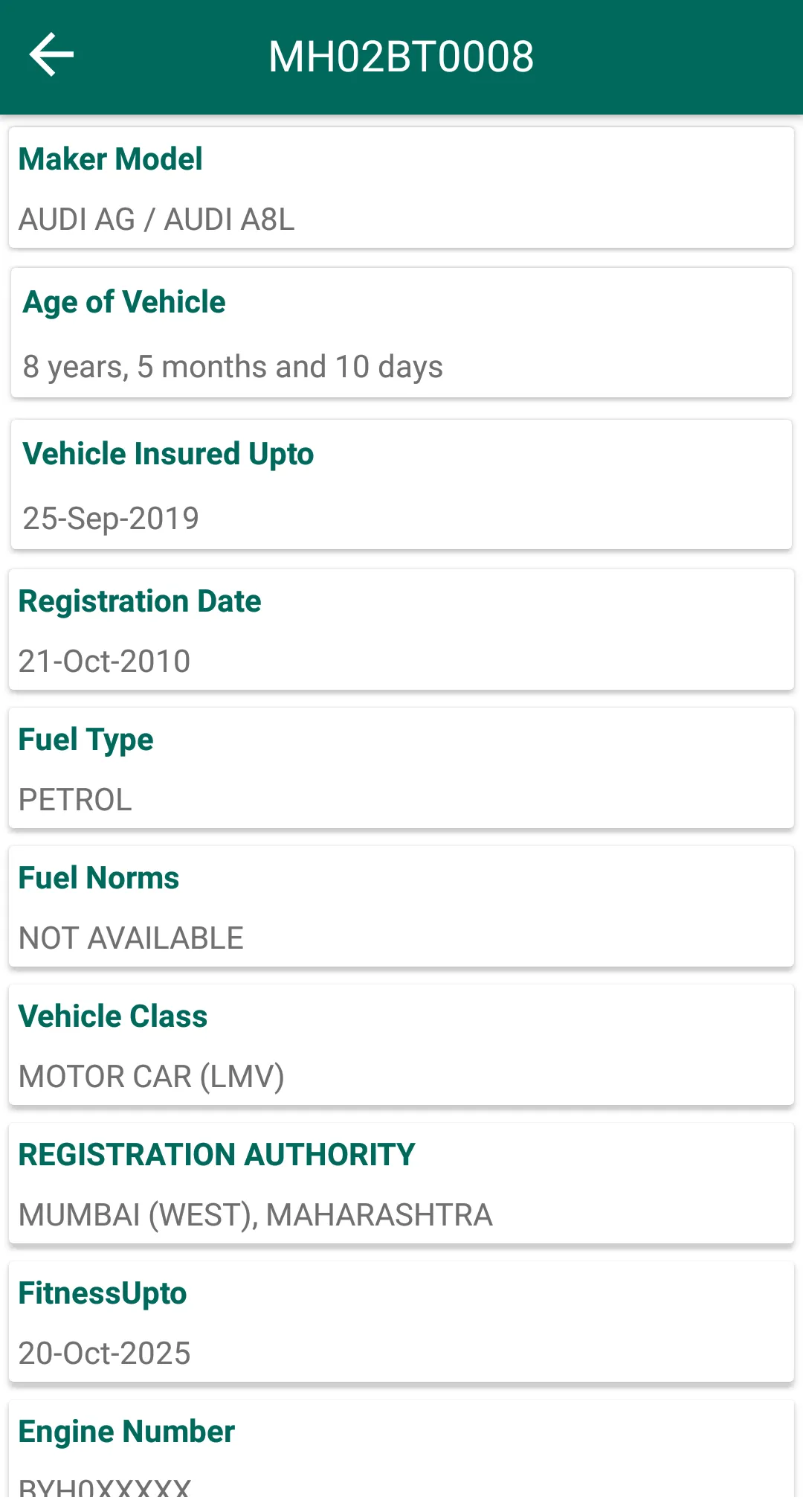 Vehicle Information app | Indus Appstore | Screenshot