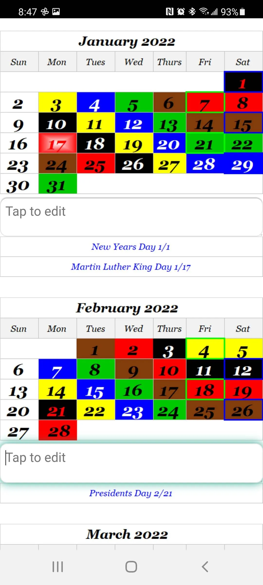 2022 USPS Carrier Calendar | Indus Appstore | Screenshot