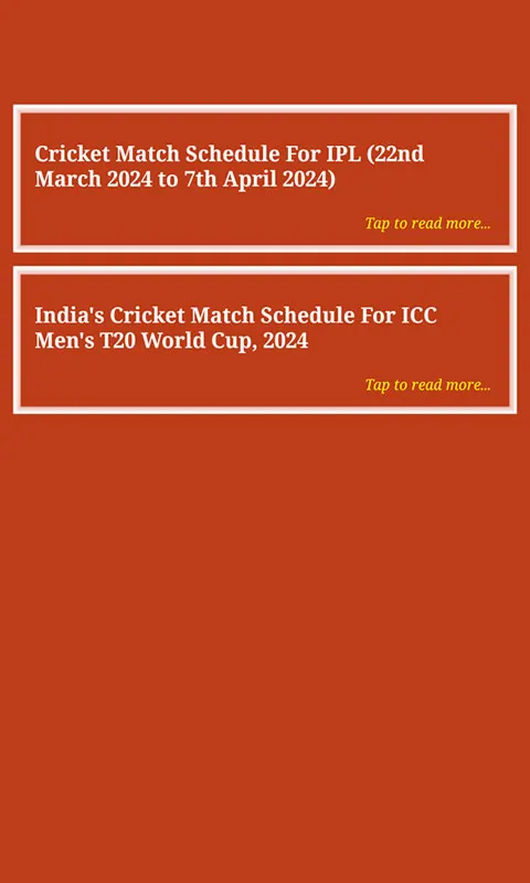 Indian Sports Schedule | Indus Appstore | Screenshot