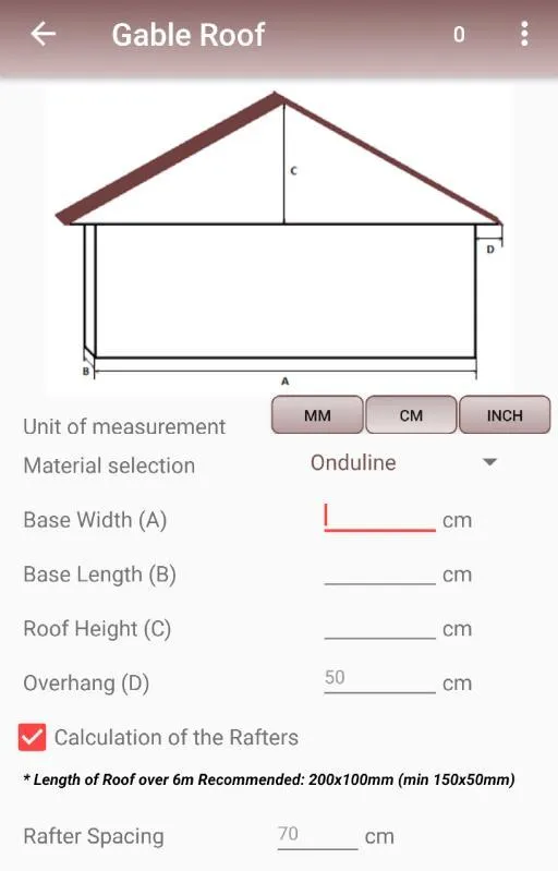 Calculation of the roof | Indus Appstore | Screenshot