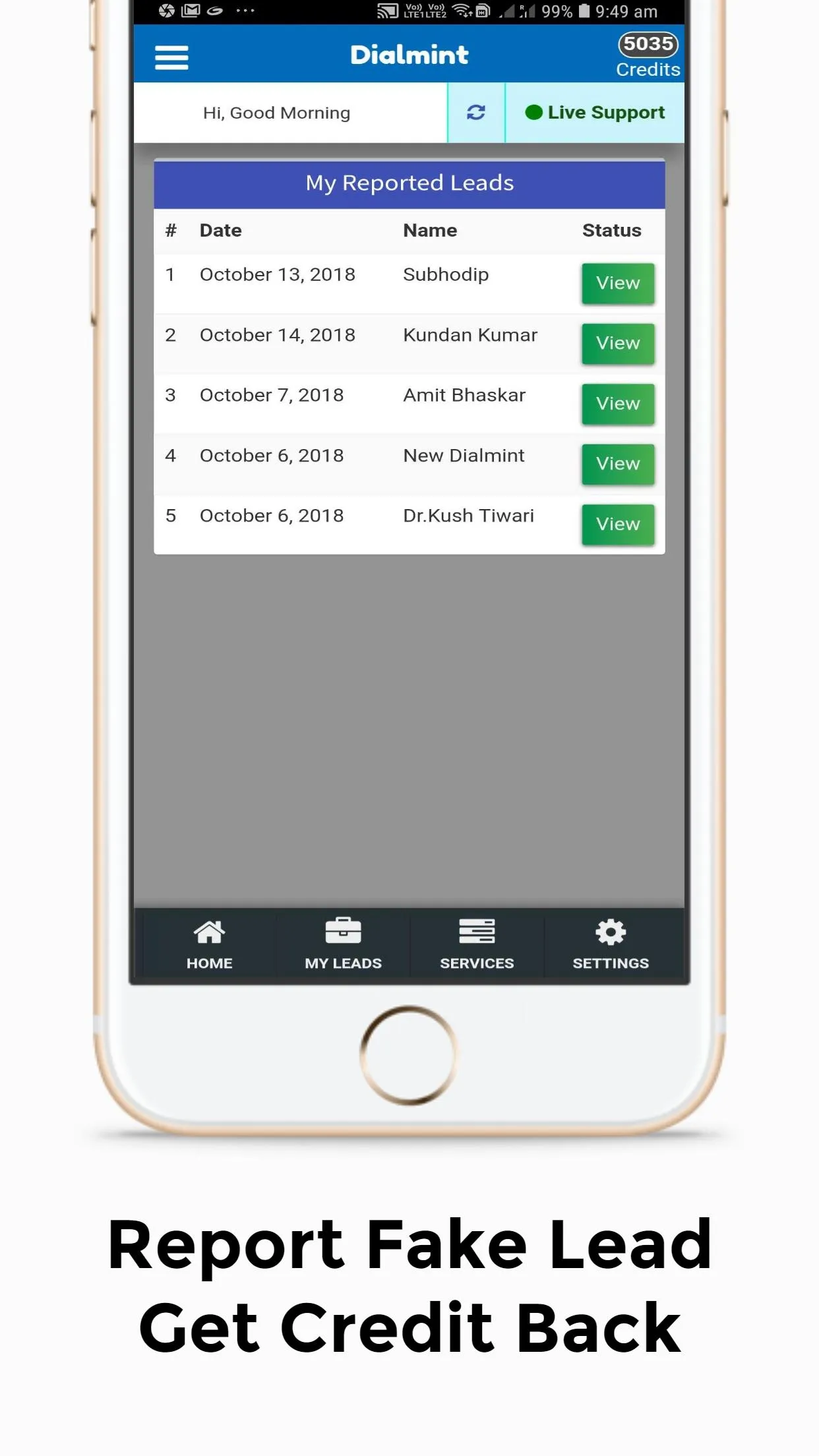 Dialmint Partner Customer Lead | Indus Appstore | Screenshot