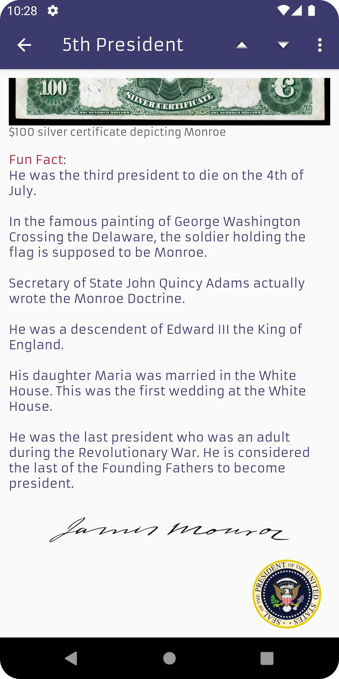 The U.S. Presidents | Indus Appstore | Screenshot