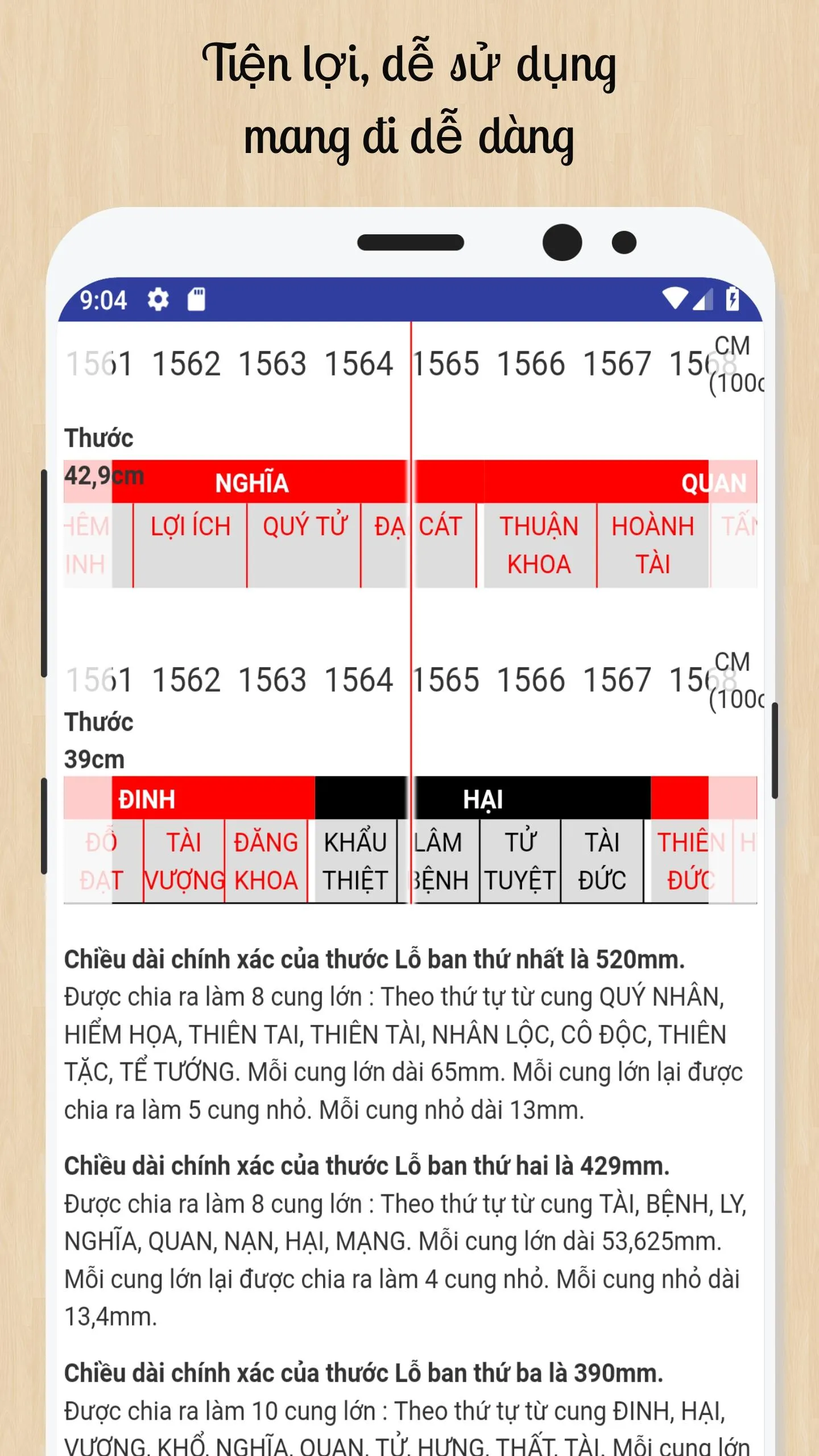 Thước Lỗ Ban đủ 3 loại | Indus Appstore | Screenshot