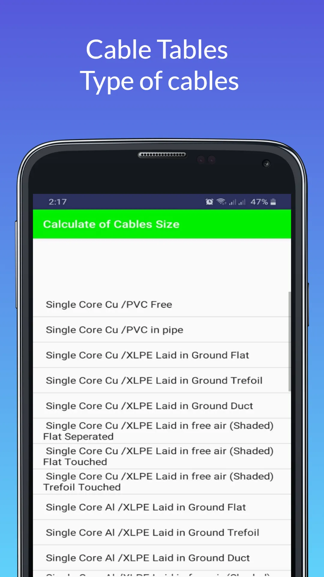 Cable Size Calculator | Indus Appstore | Screenshot