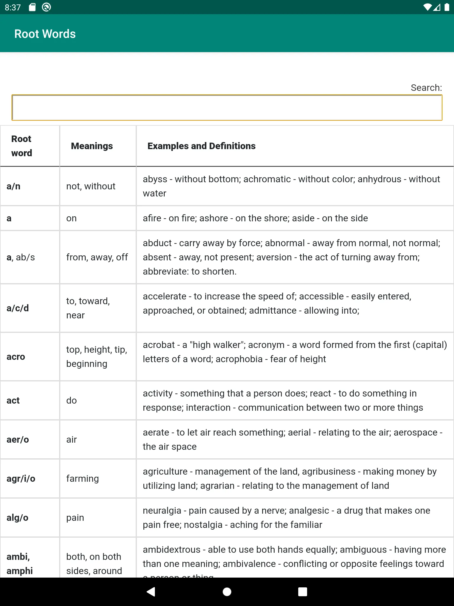 English Root Words & Meanings | Indus Appstore | Screenshot