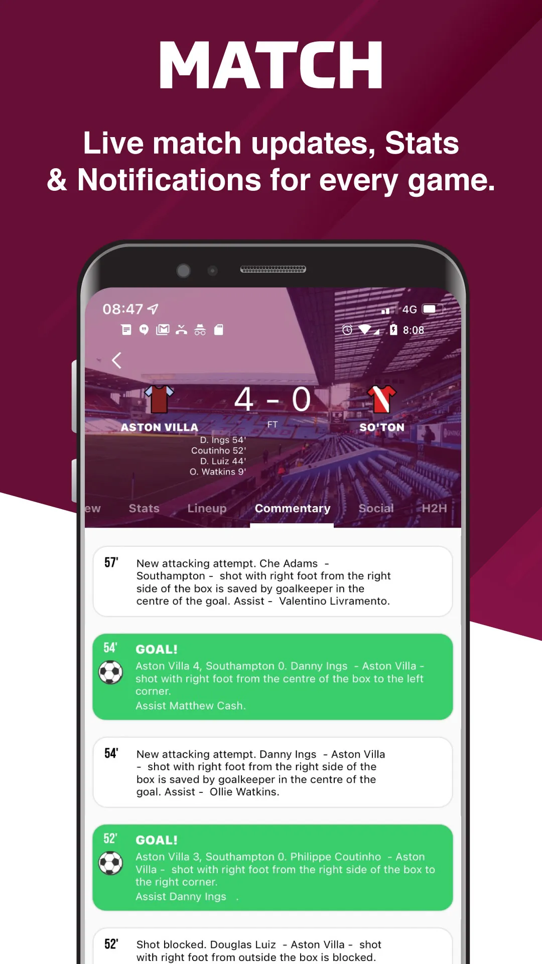 Villa Till I Die - Live Scores | Indus Appstore | Screenshot