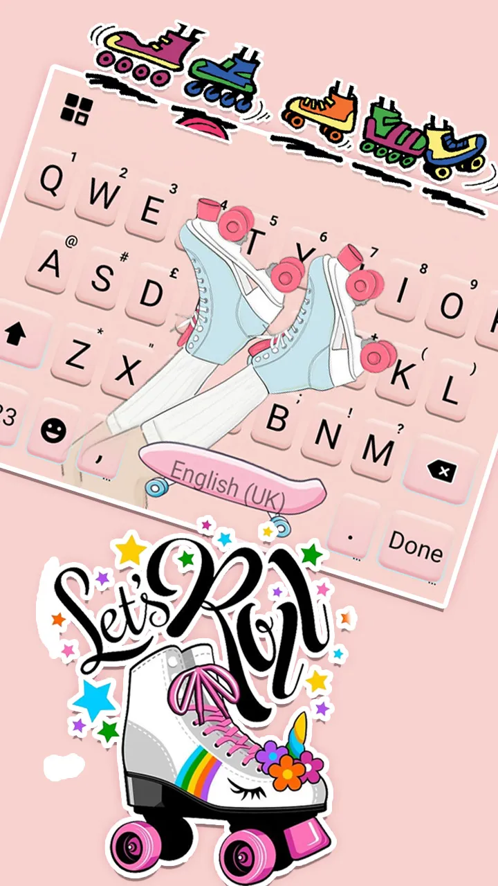 Pink Roller Skate Keyboard Bac | Indus Appstore | Screenshot