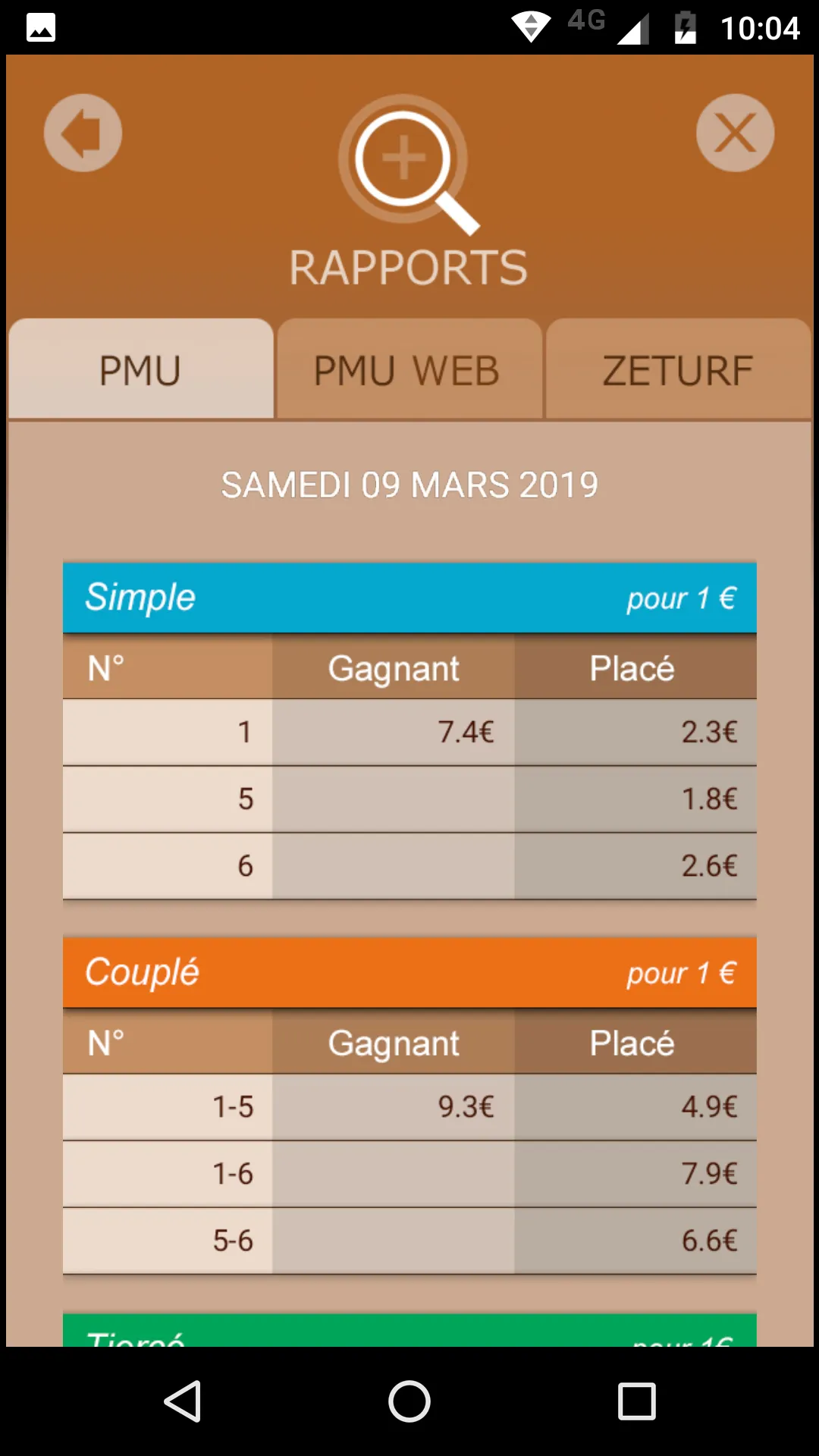 QPlus  Résultats  Prono Quinté | Indus Appstore | Screenshot