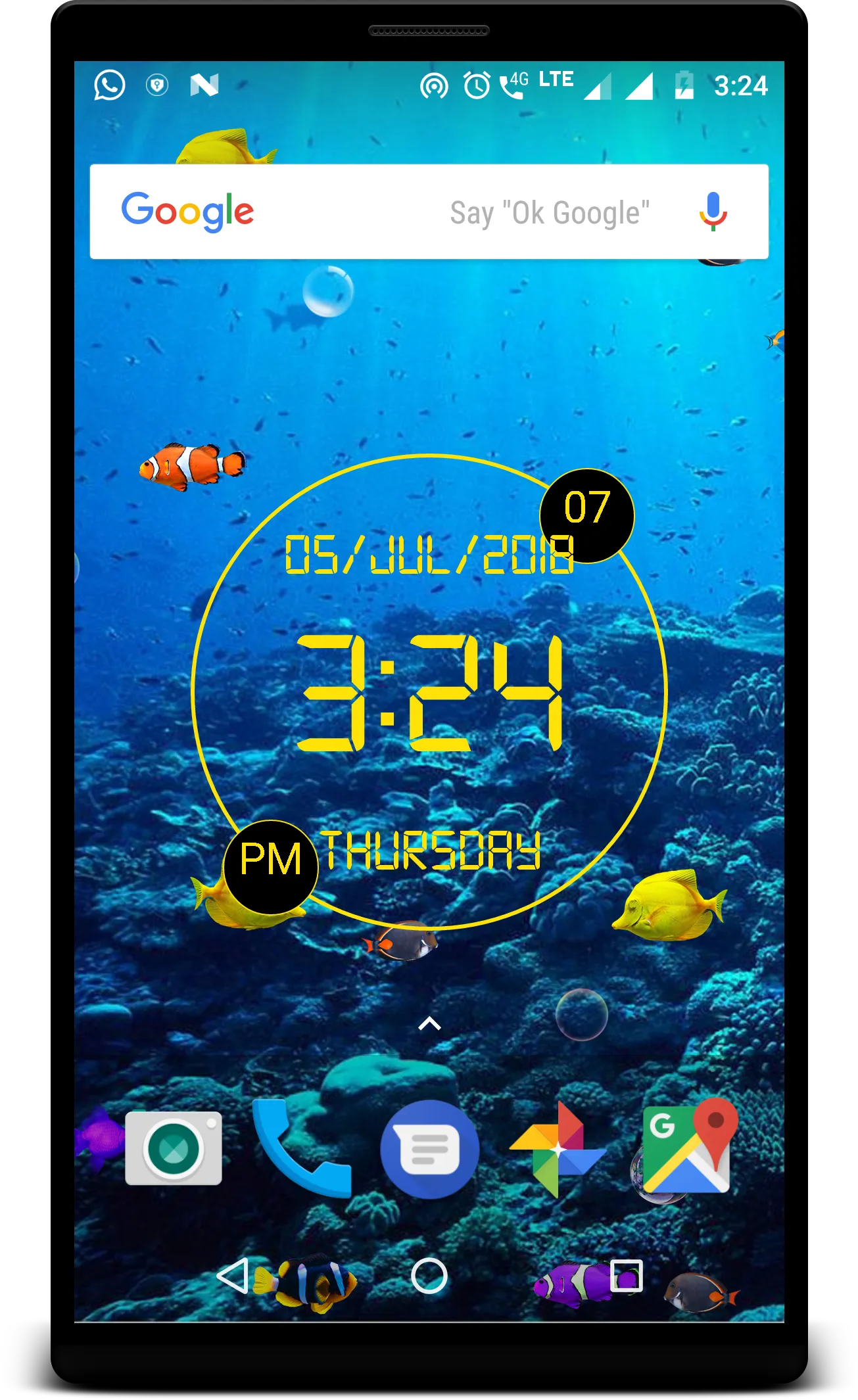 LED Clock with Aquarium LWP | Indus Appstore | Screenshot