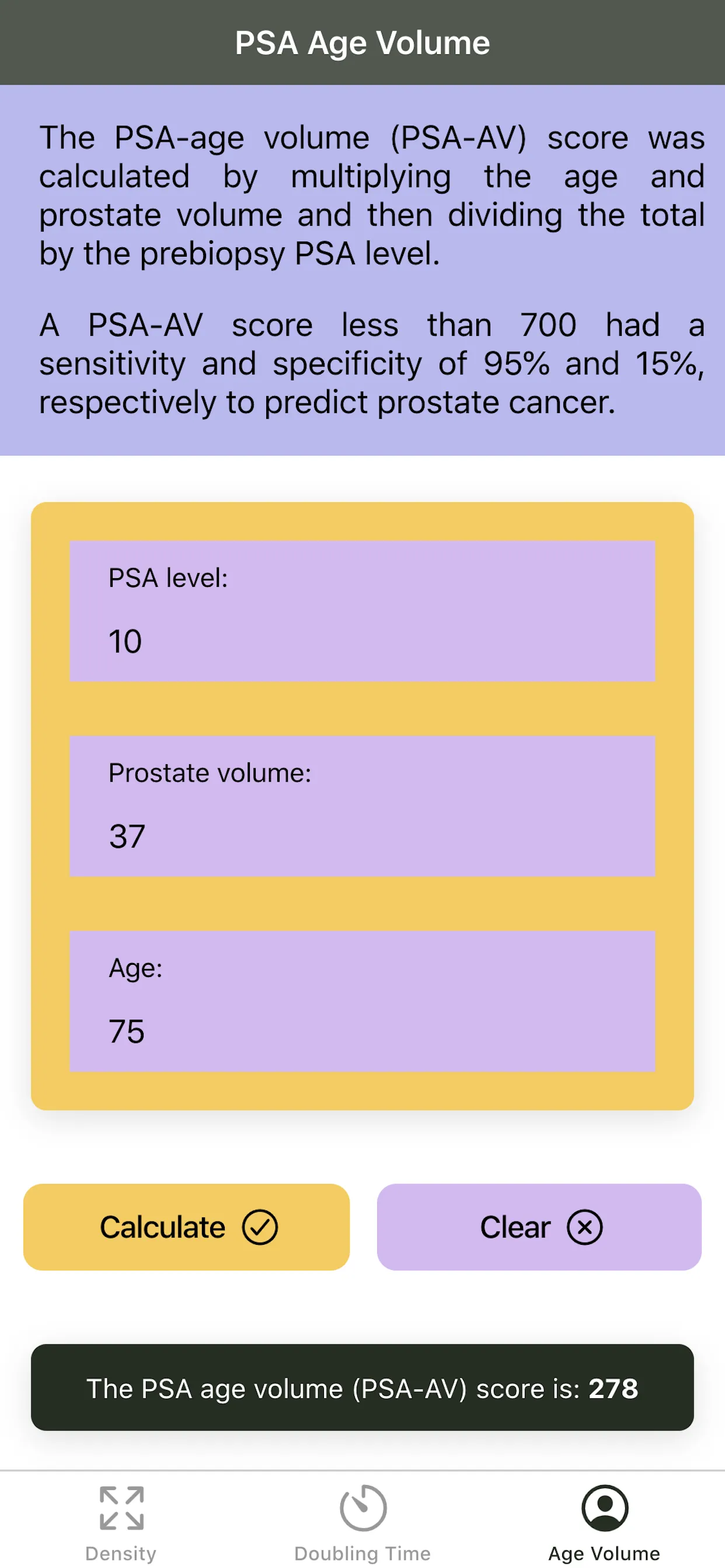 Urology PSA Calculator Pro | Indus Appstore | Screenshot