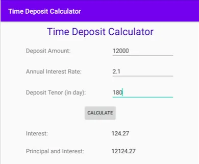 Time Deposit Calculator | Indus Appstore | Screenshot