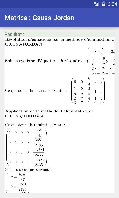 Matrice : Gauss-Jordan | Indus Appstore | Screenshot