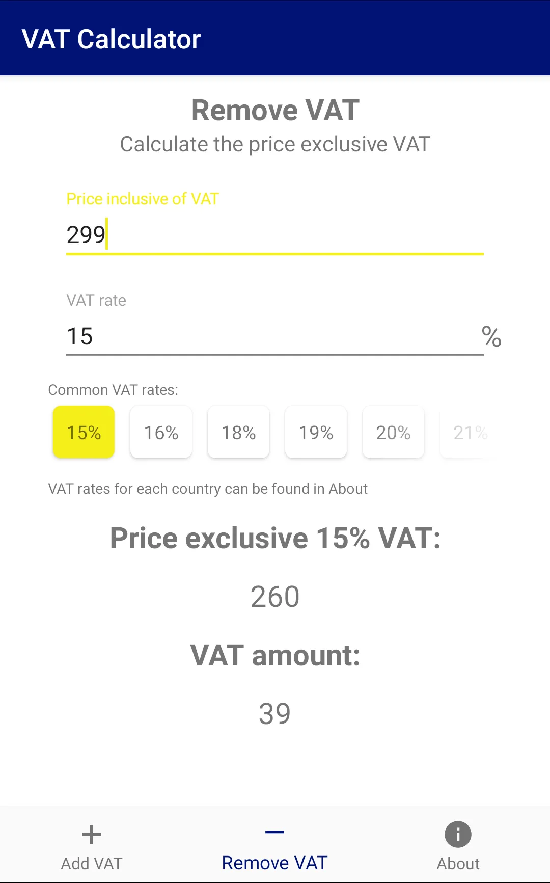 VAT Calculator | Indus Appstore | Screenshot