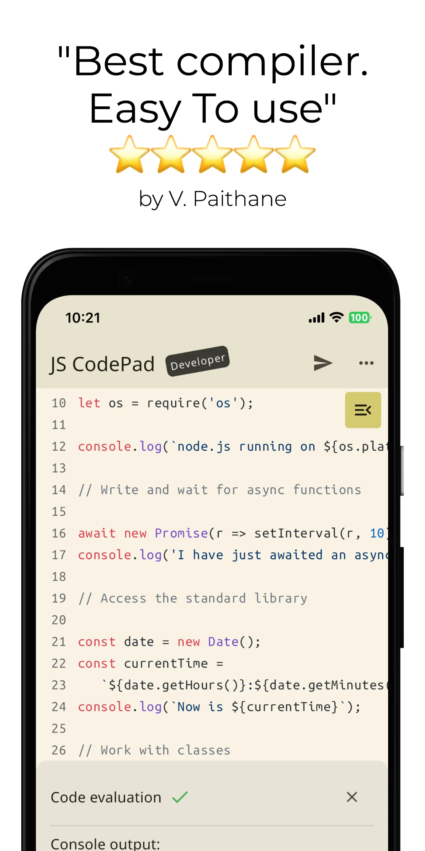 JavaScript Coding Editor & IDE | Indus Appstore | Screenshot