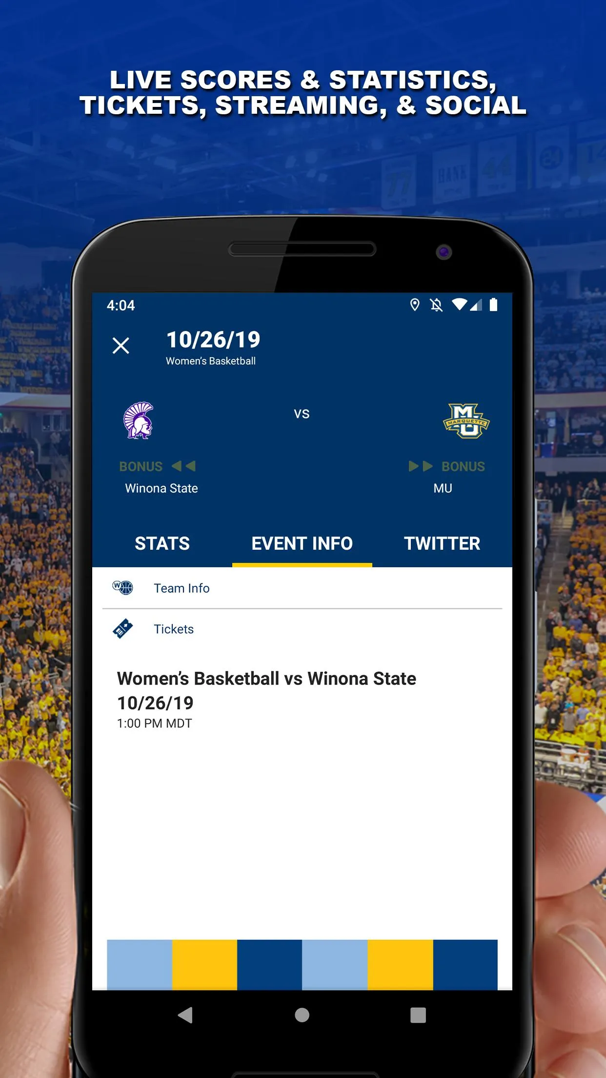 Marquette Gameday | Indus Appstore | Screenshot