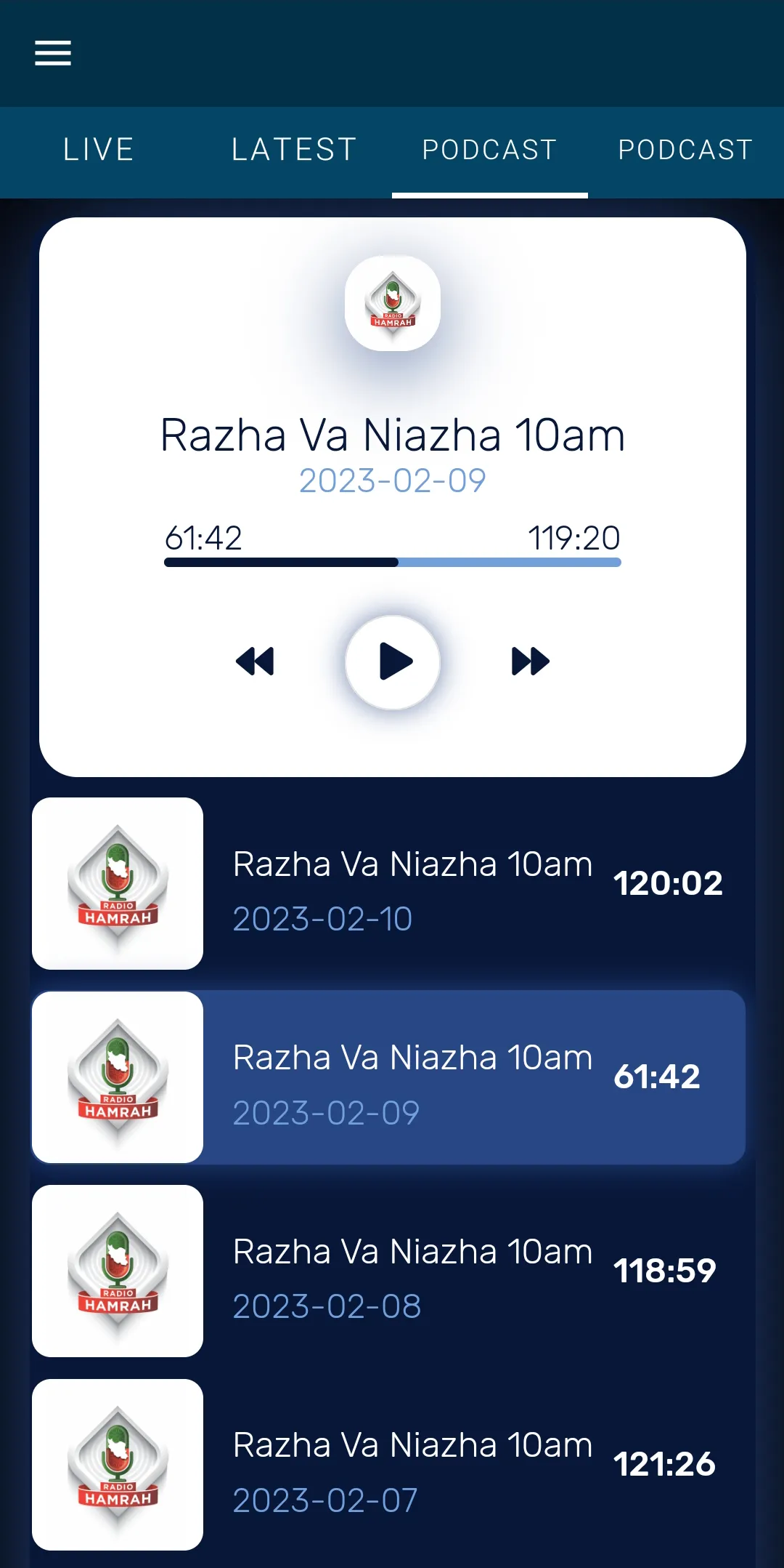 رادیو همراه - Radio Hamrah‎ | Indus Appstore | Screenshot