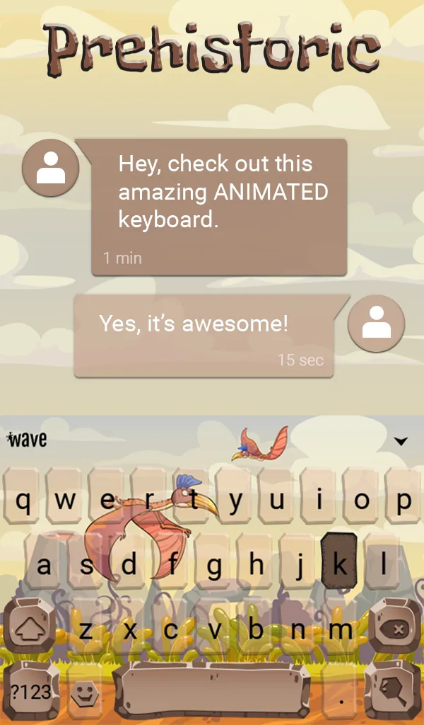 Prehistoric Animated Keyboard | Indus Appstore | Screenshot