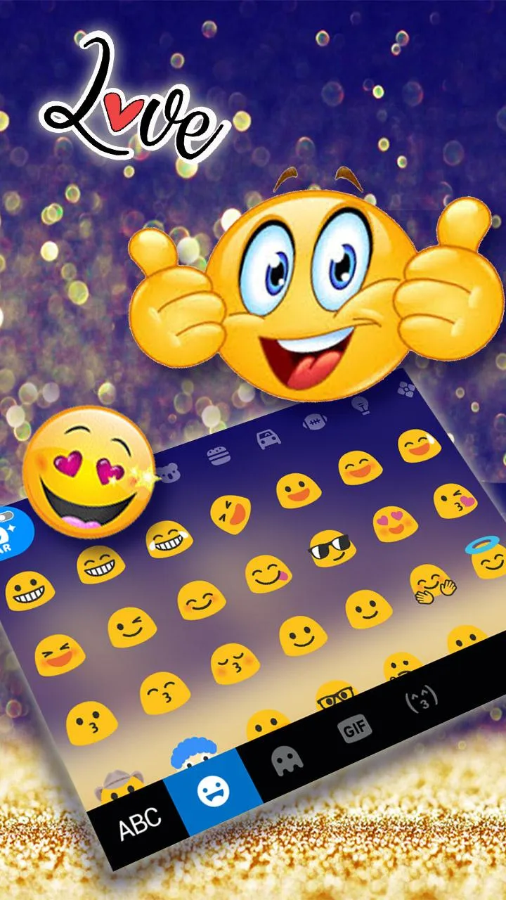 Gold Glitter Gradient Keyboard | Indus Appstore | Screenshot