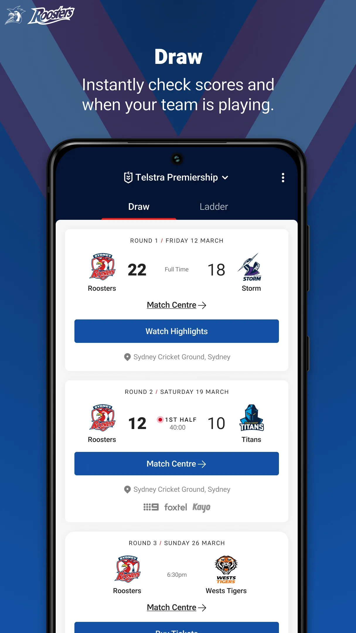 Sydney Roosters | Indus Appstore | Screenshot