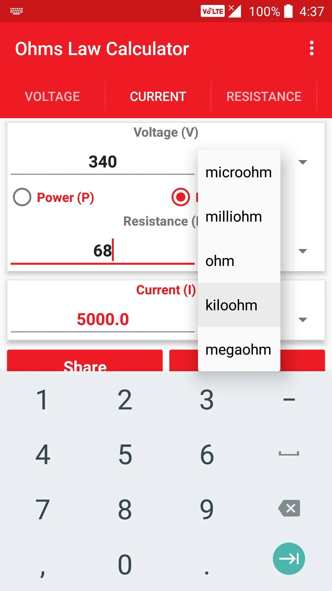 Ohms Law Calculator | Indus Appstore | Screenshot