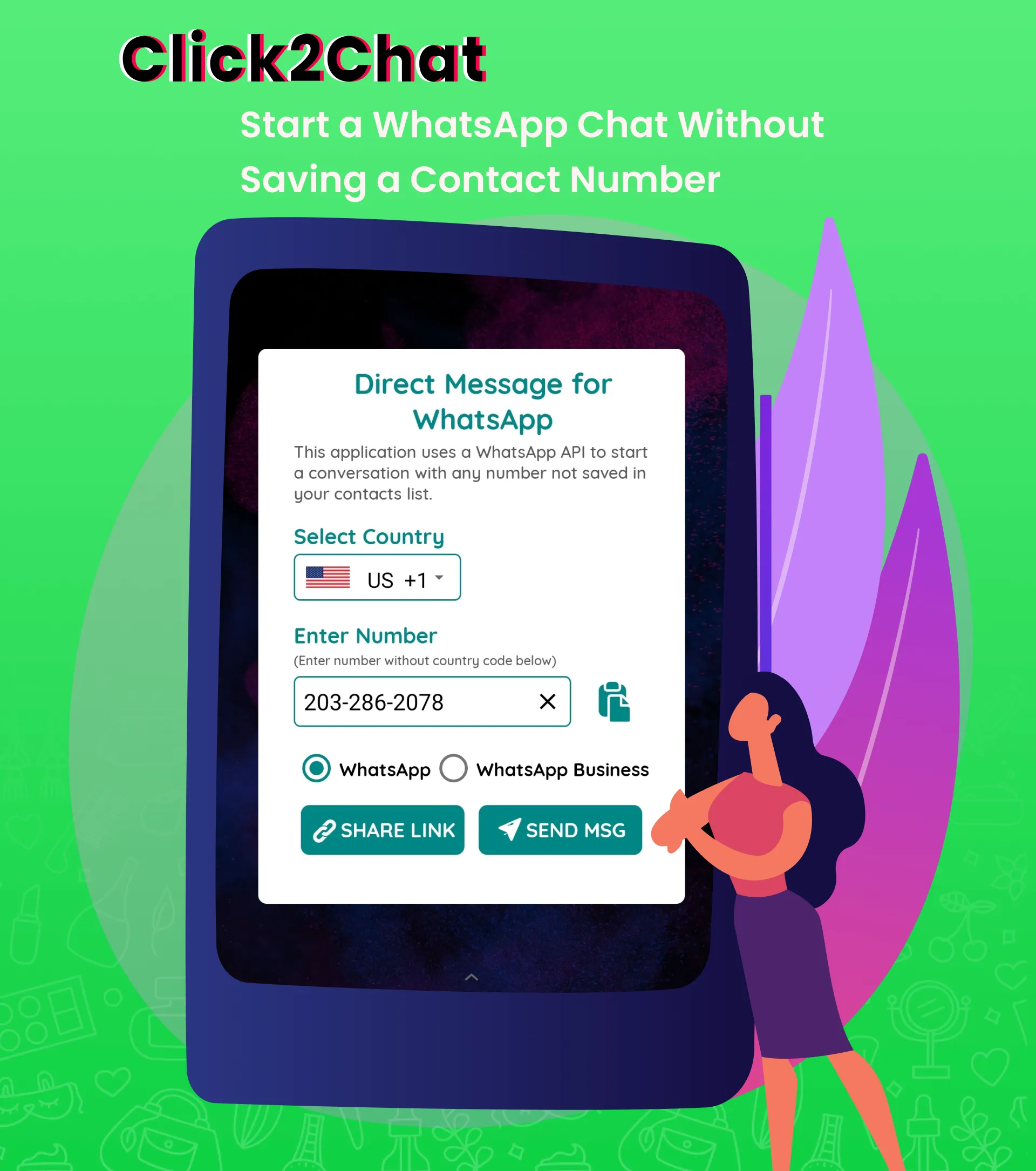 Click to Chat App | Indus Appstore | Screenshot