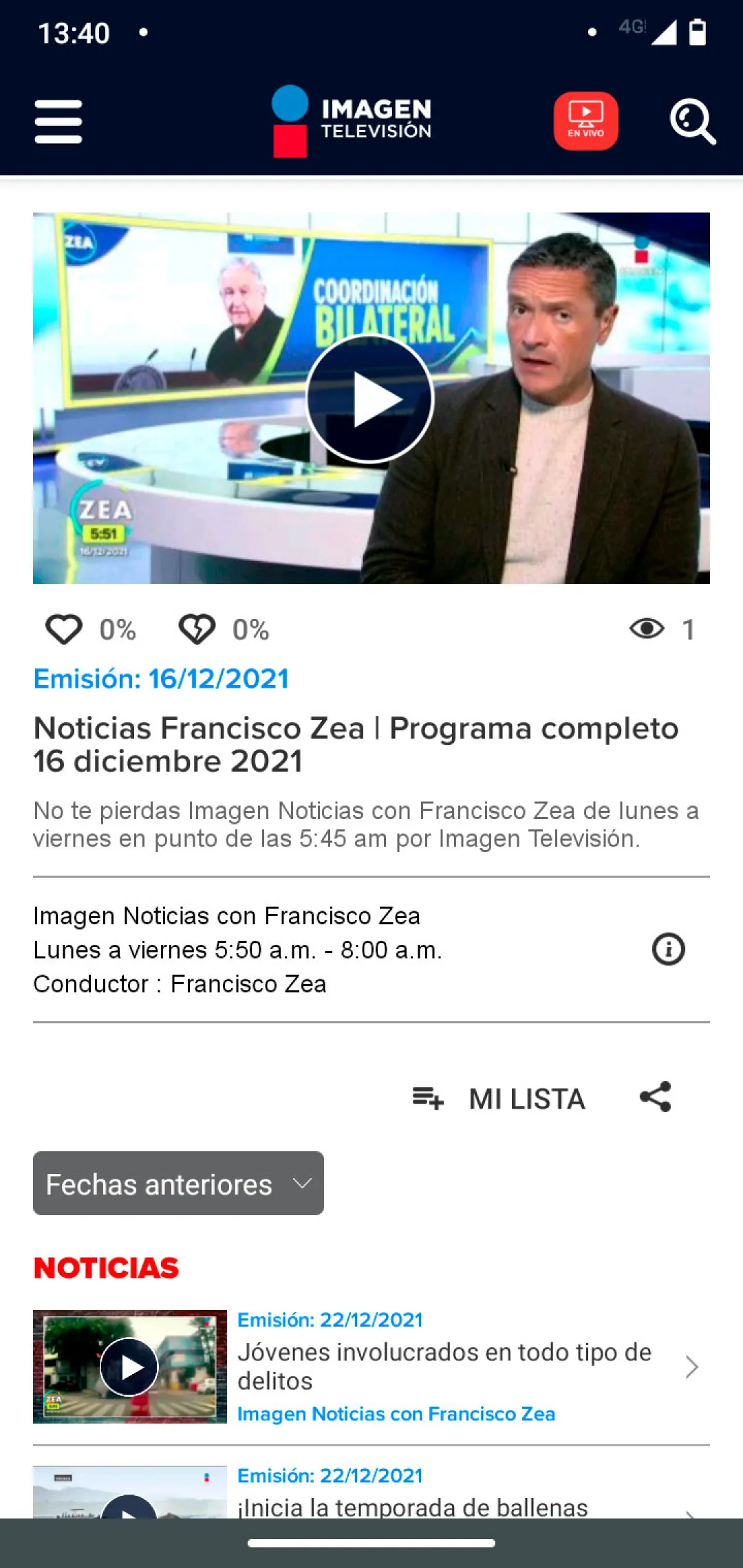 Imagen Televisión | Indus Appstore | Screenshot