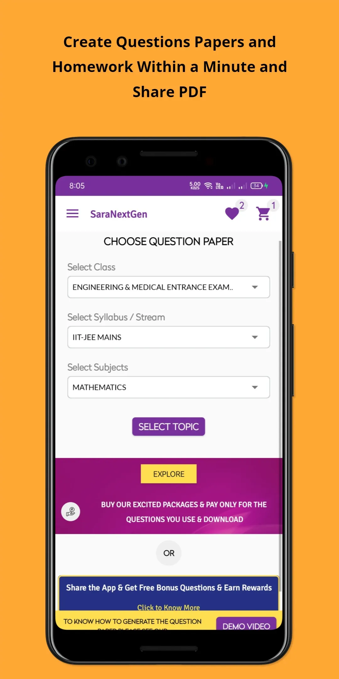 Test Generator | CBSE JEE NEET | Indus Appstore | Screenshot