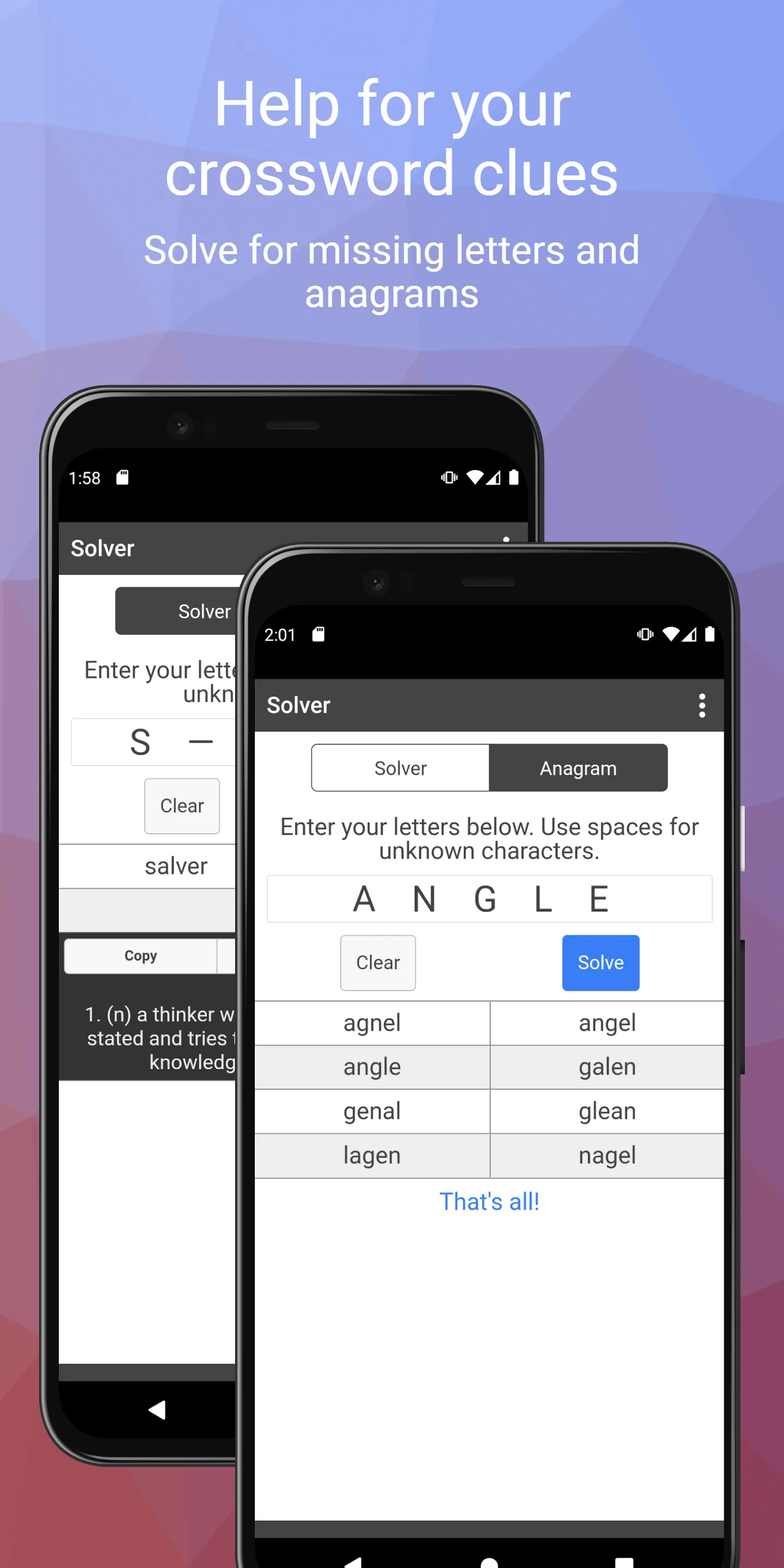 Crossword Solver CS | Indus Appstore | Screenshot