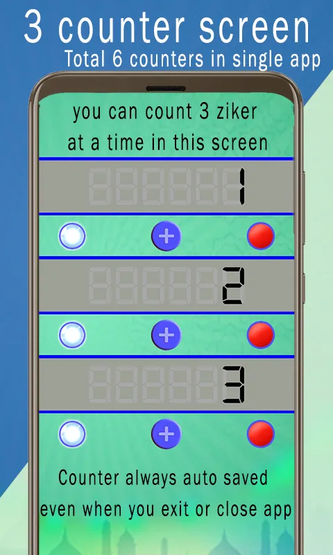 123 Digital Tasbih 6 Counters | Indus Appstore | Screenshot