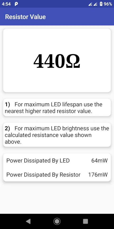 LED Resistor Value Calculator | Indus Appstore | Screenshot