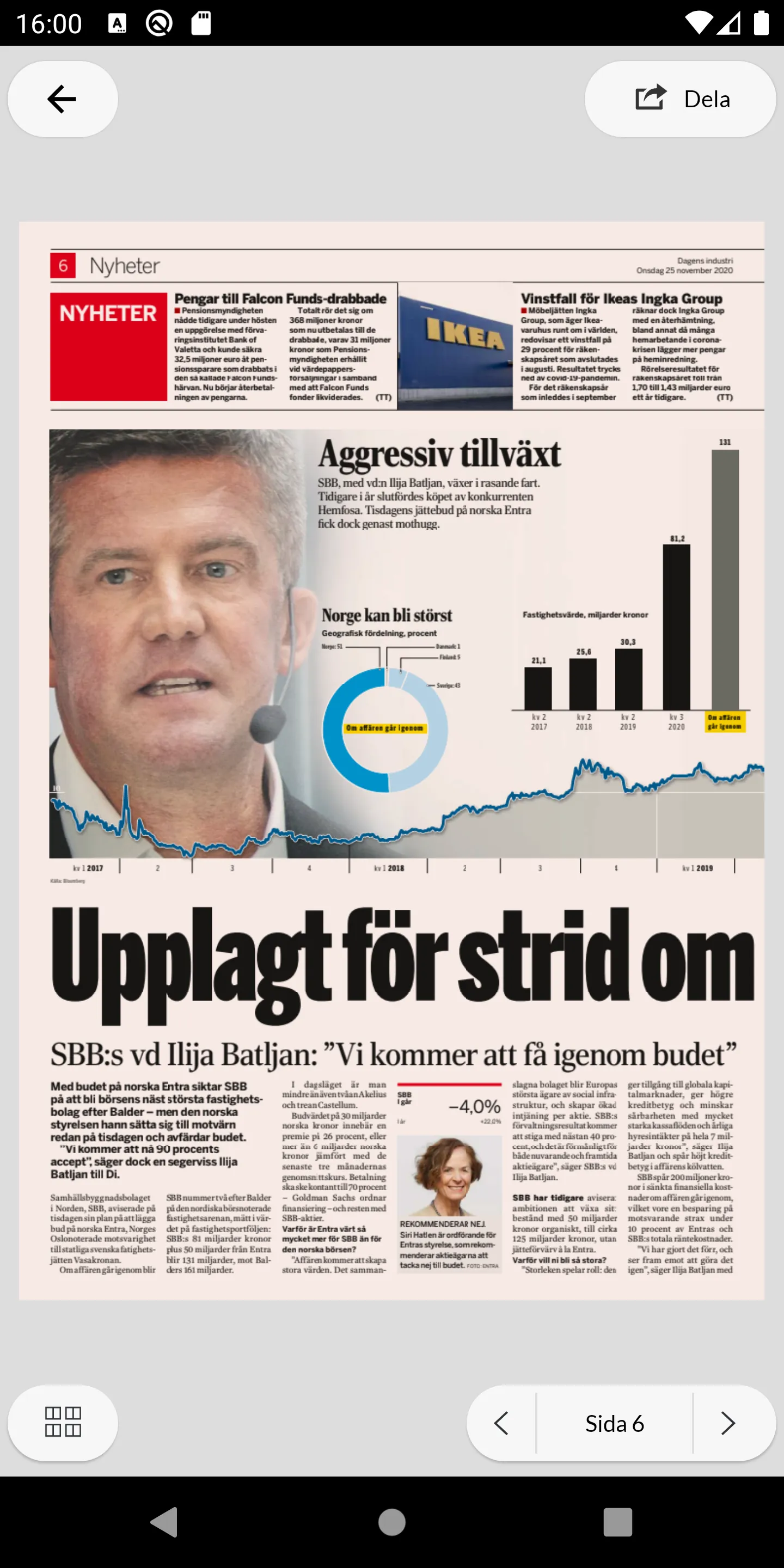 Di e-tidning - Dagens industri | Indus Appstore | Screenshot