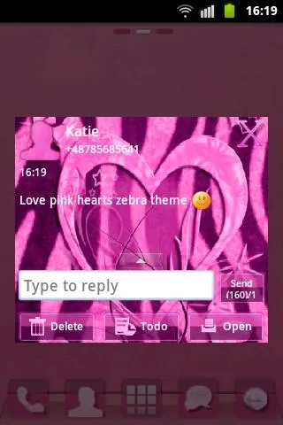 Heart Theme Zebra Pink GO SMS | Indus Appstore | Screenshot