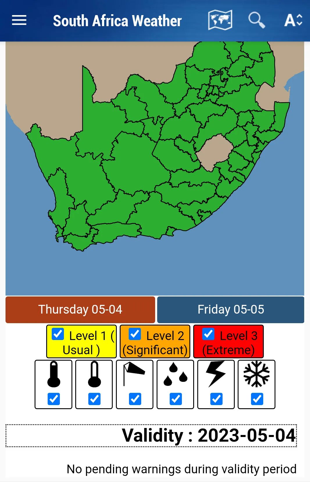 South Africa Weather | Indus Appstore | Screenshot