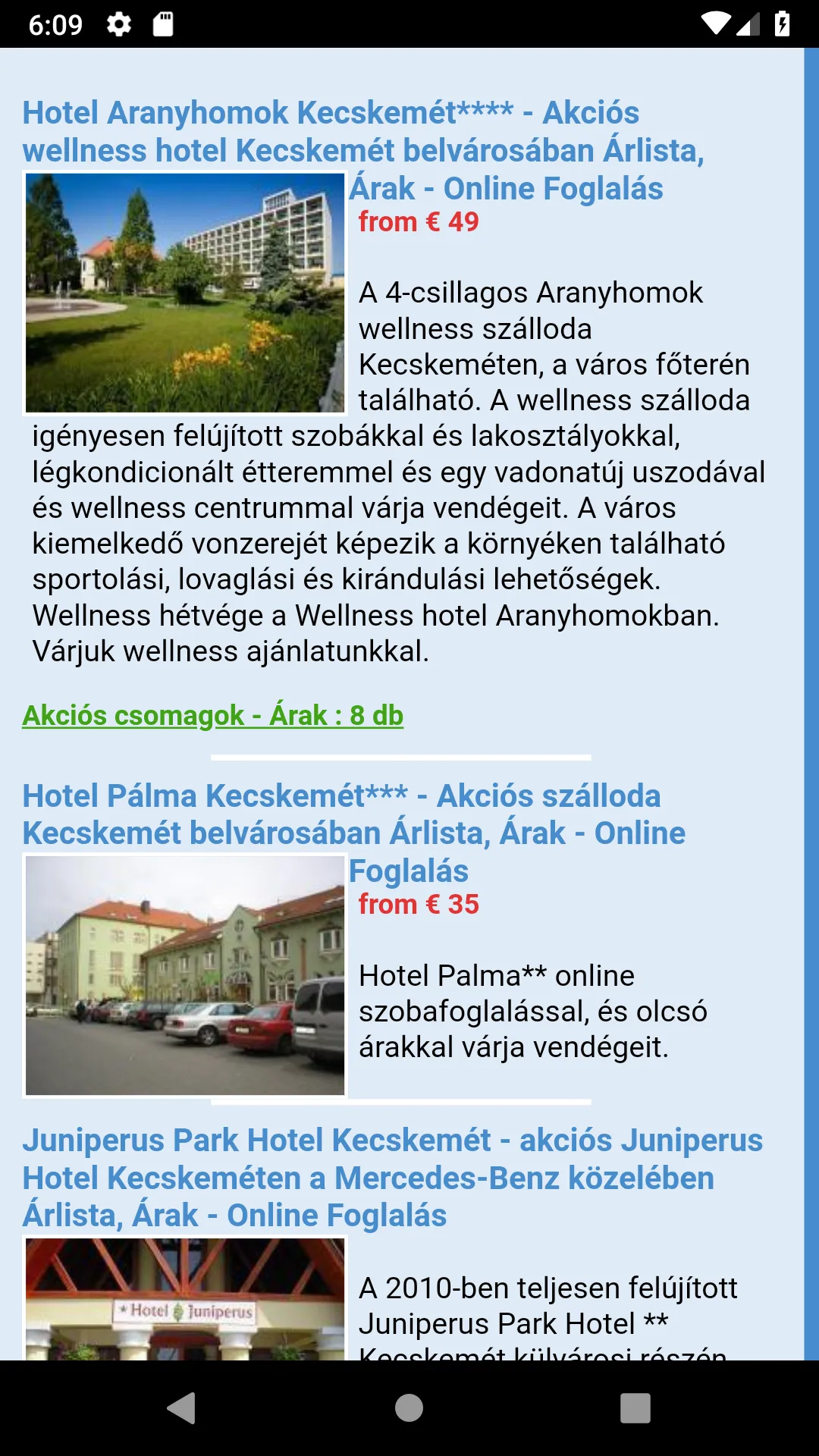 Kecskeméti hotelek és wellness | Indus Appstore | Screenshot