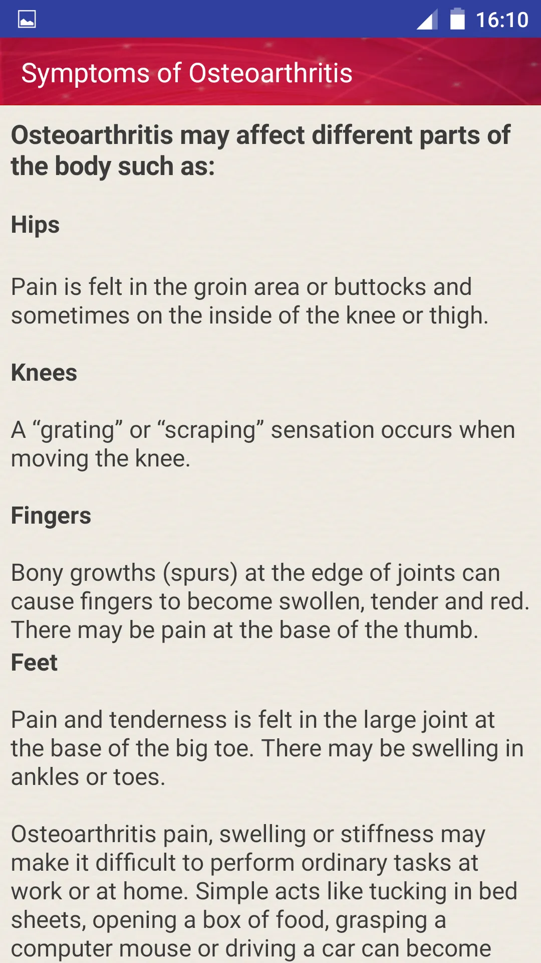 Joint Pain Osteoarthritis Help | Indus Appstore | Screenshot