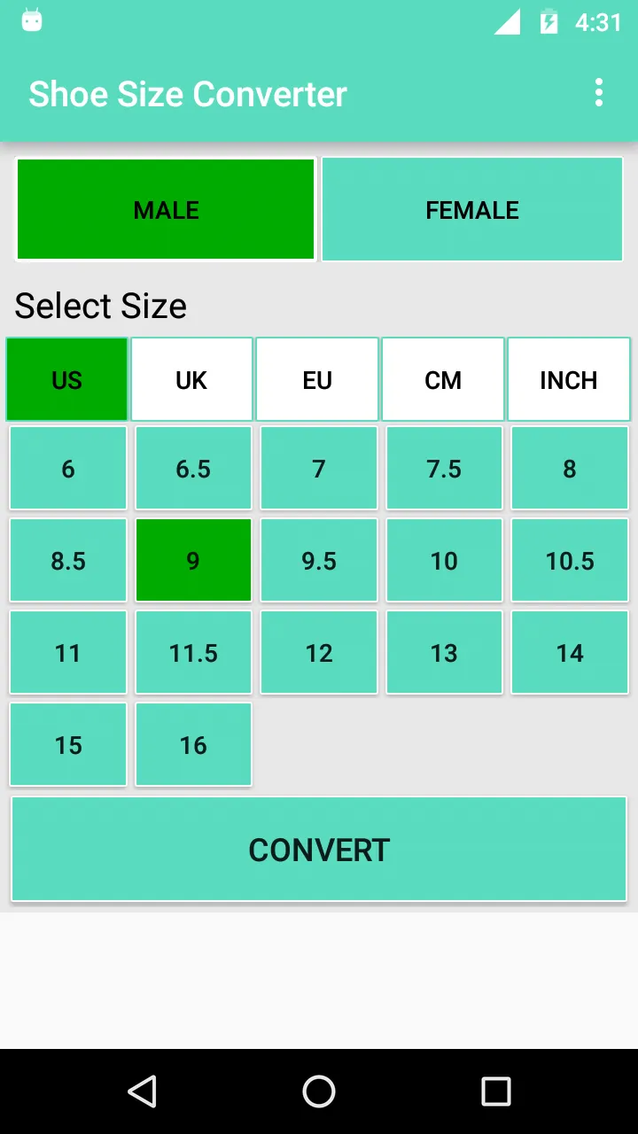 Shoe Size Converter | Indus Appstore | Screenshot