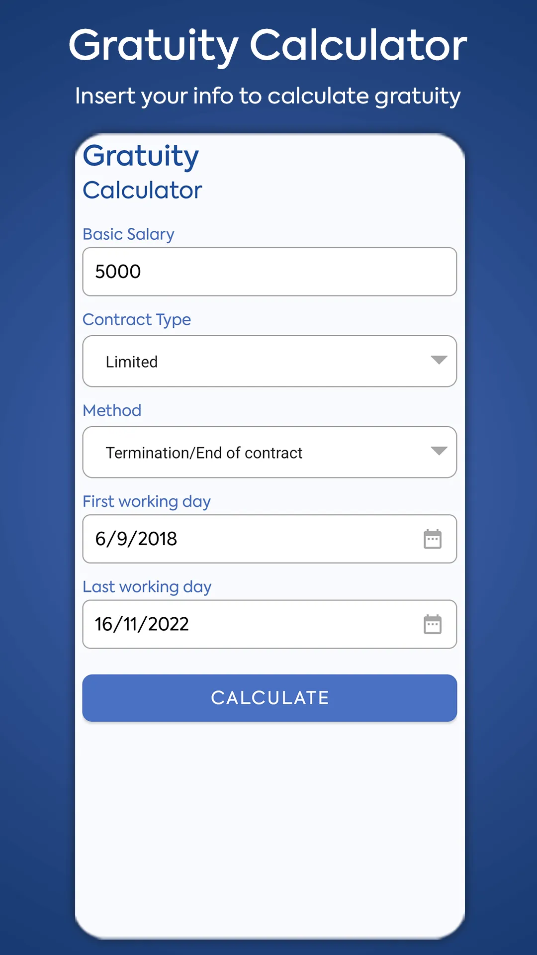 Gratuity Calculator UAE | Indus Appstore | Screenshot