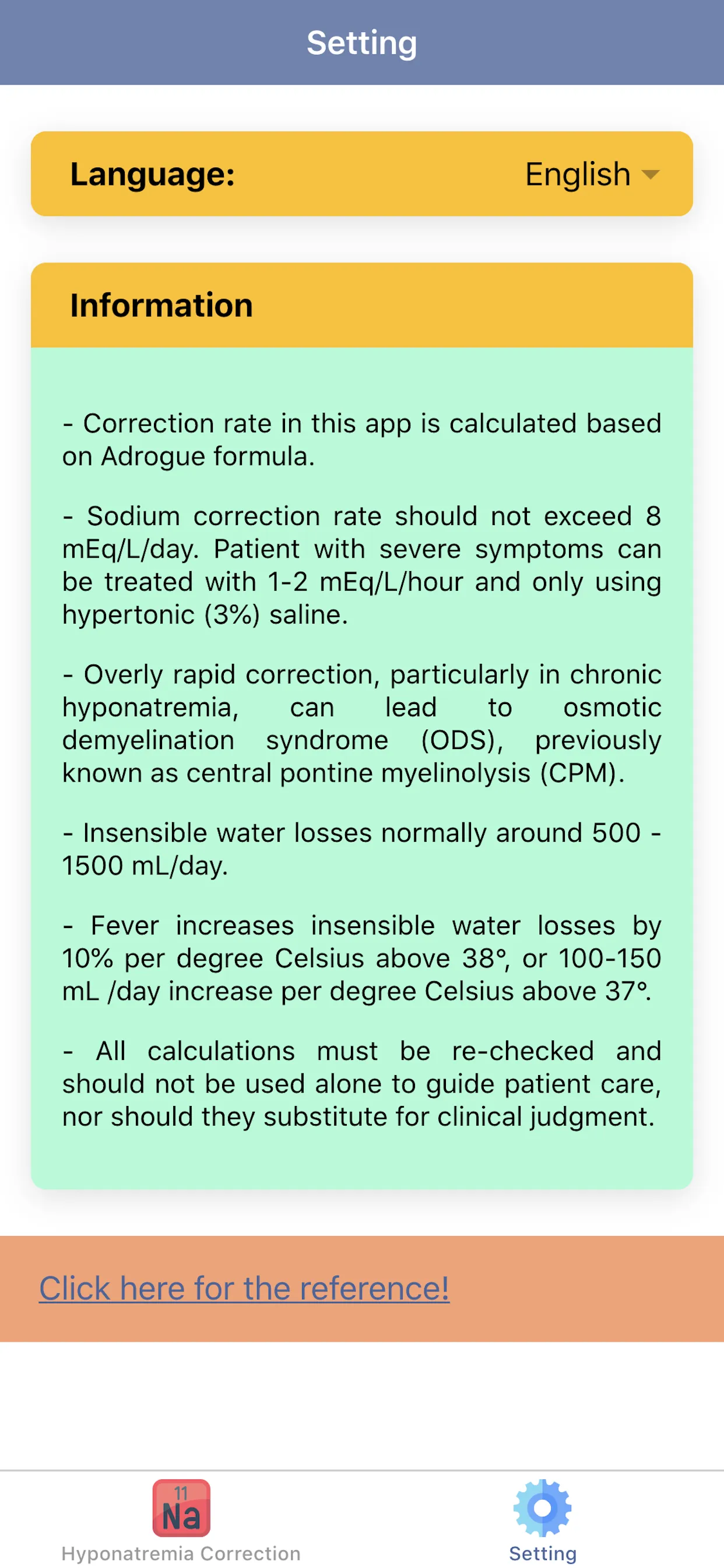 Hyponatremia Correction Rate | Indus Appstore | Screenshot