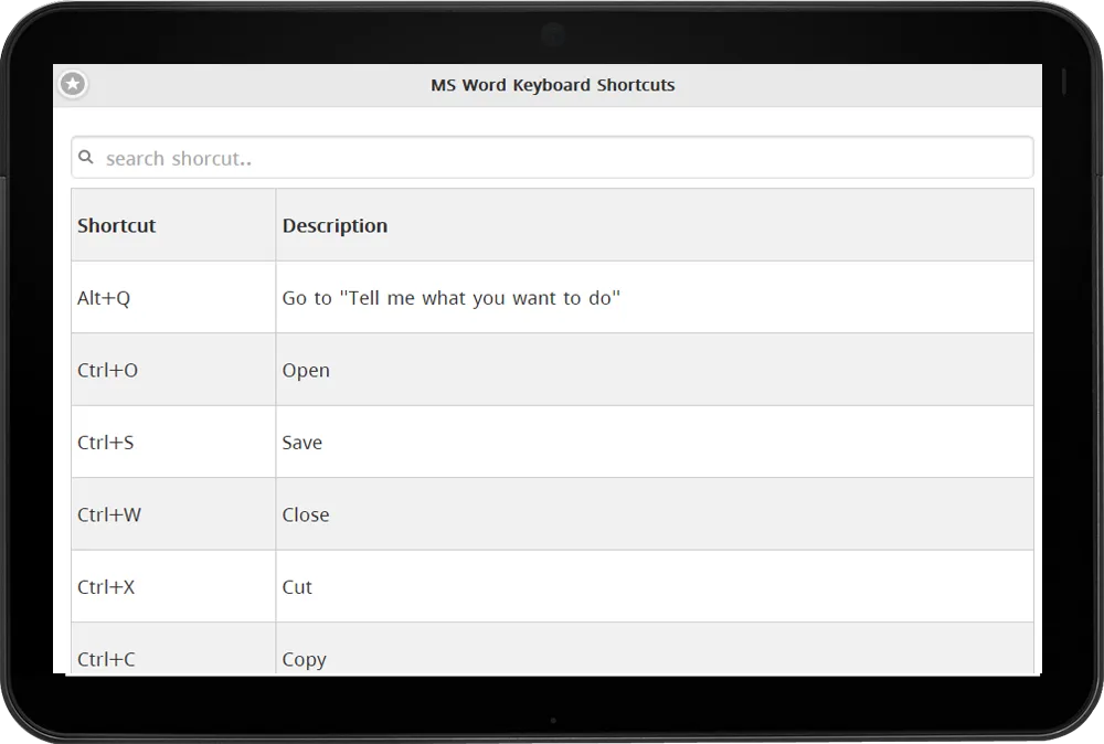 Shortcuts for MS Word | Indus Appstore | Screenshot