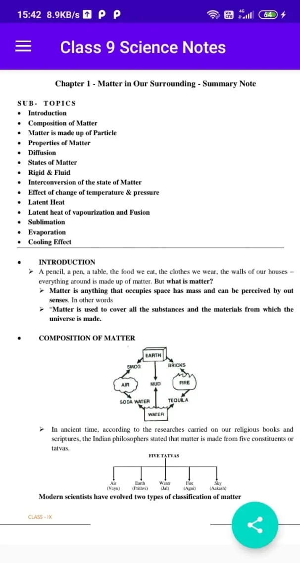 Class 9 Science Notes | Indus Appstore | Screenshot