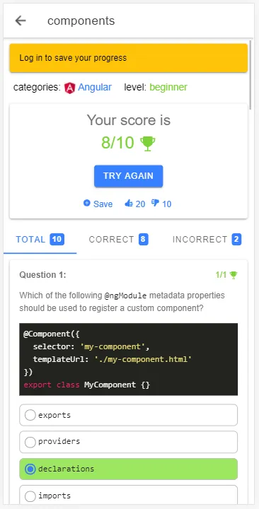 Angular Tests and Quizzes | Indus Appstore | Screenshot