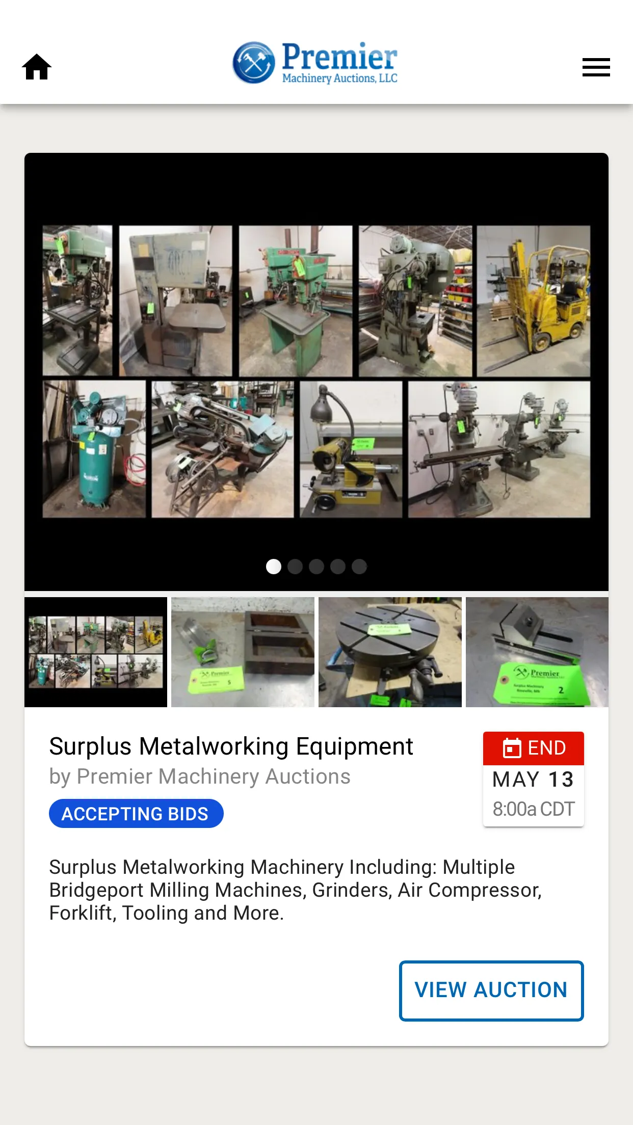 Premier Machinery Auctions | Indus Appstore | Screenshot