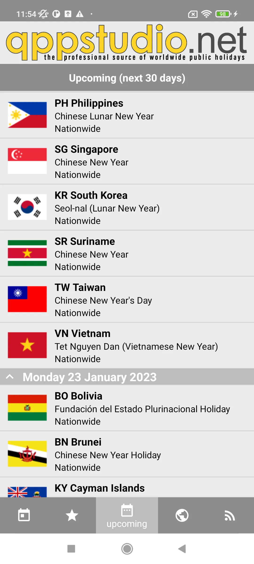 Worldwide Public Holidays | Indus Appstore | Screenshot