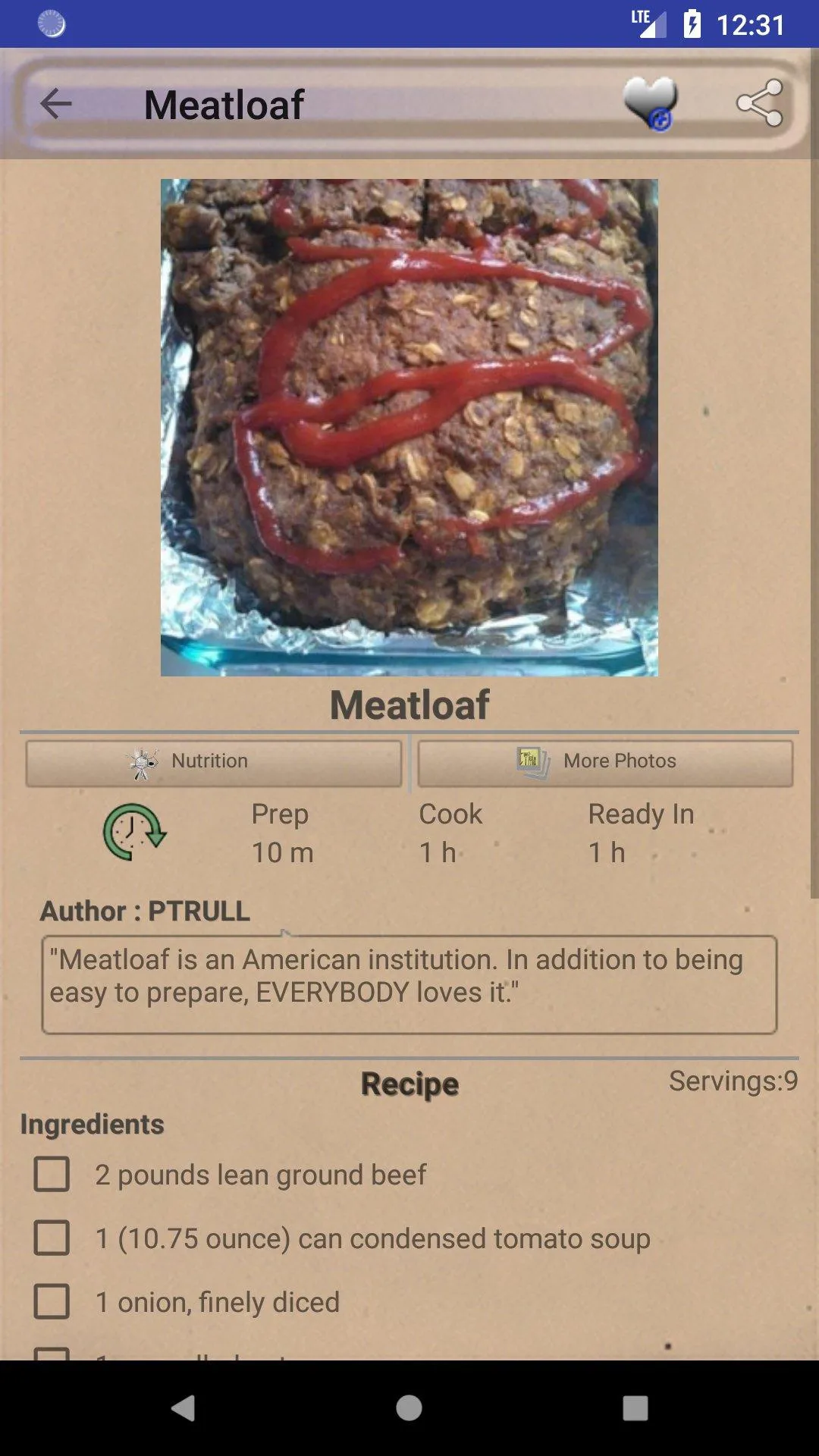 Easy Home-Style Meatloaf Recip | Indus Appstore | Screenshot